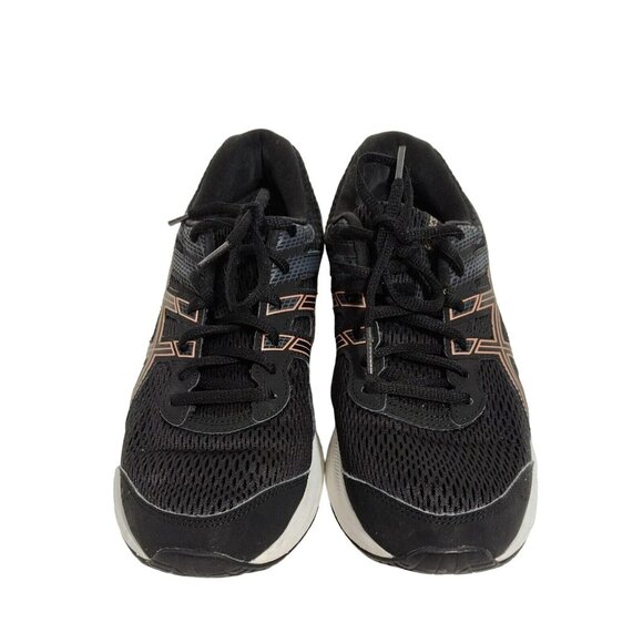 Asics Contend 6 Sneakers Women Size 9 Black Rose Gold Everyday Comfort 1012A570 - Picture 3 of 9